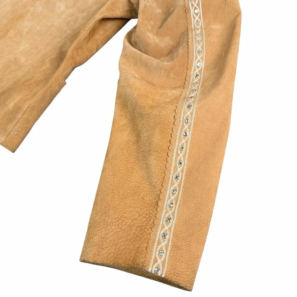 Cripple Creek Western Leather  Embroidered & Jeweled Tan Jacket Women’s Size XL - Picture 8 of 12